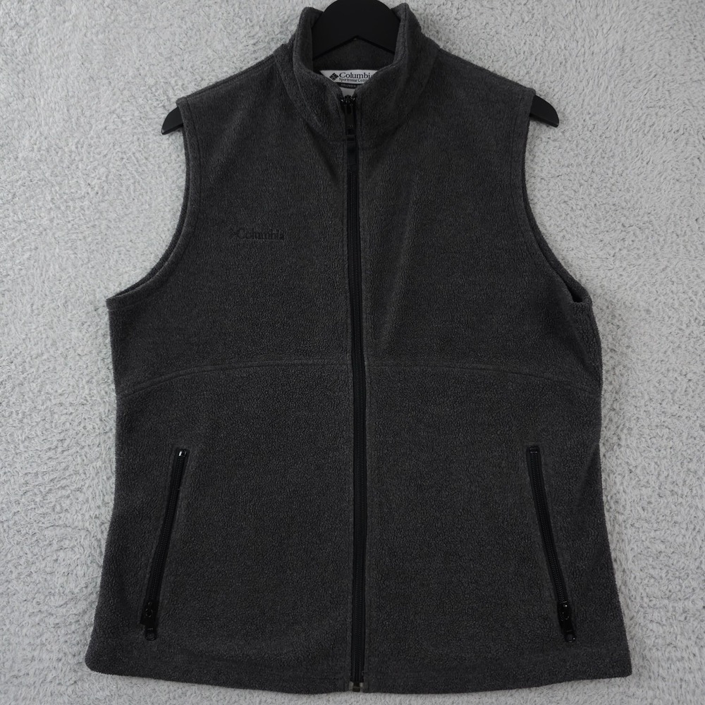 Columbia Vest Womens Large Dark Gray Fleece Full Zip Fern Creek Outdoor Hiking